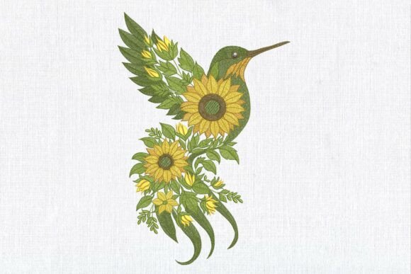 Sunflower Floral Hummingbird
